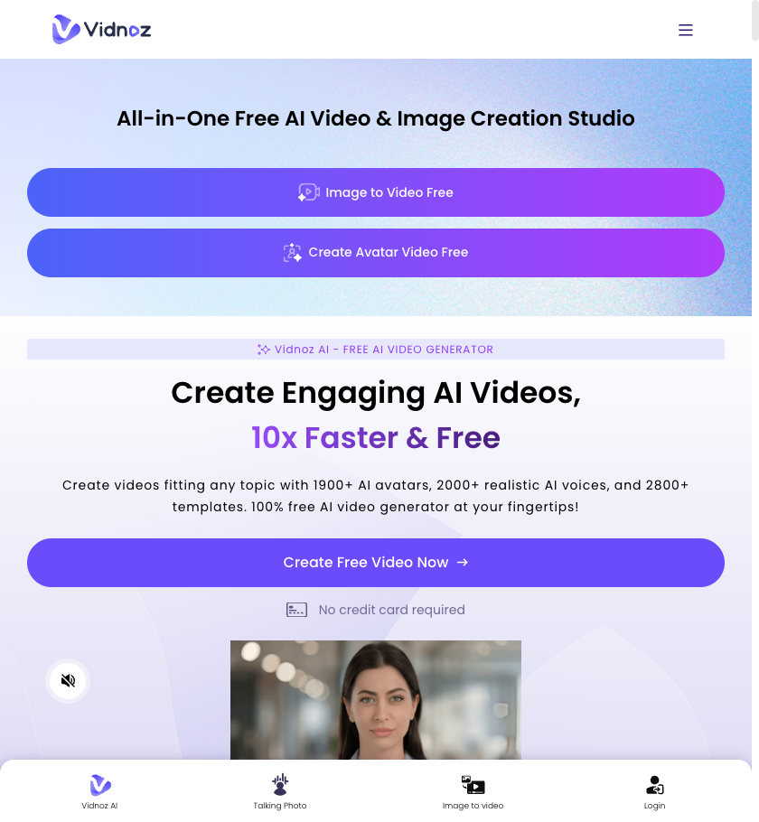 Vidnoz AI — 免费 AI 视频生成与数字人创作平台