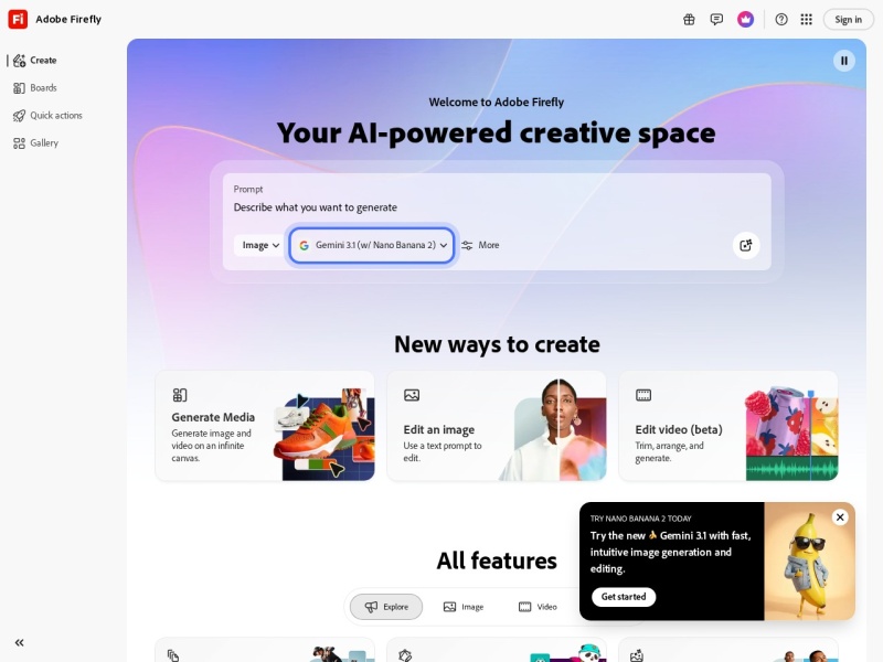 Adobe Firefly — Adobe 官方生成式AI创意平台