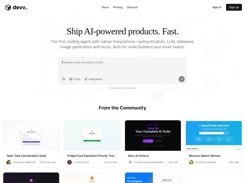 Devv.ai – 开发者专用 AI 搜索引擎