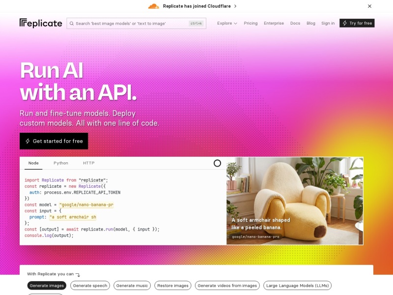 Replicate：一行代码运行开源 AI 模型的云端平台