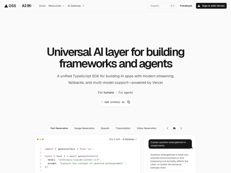 Vercel AI SDK – AI Web 应用开发工具包