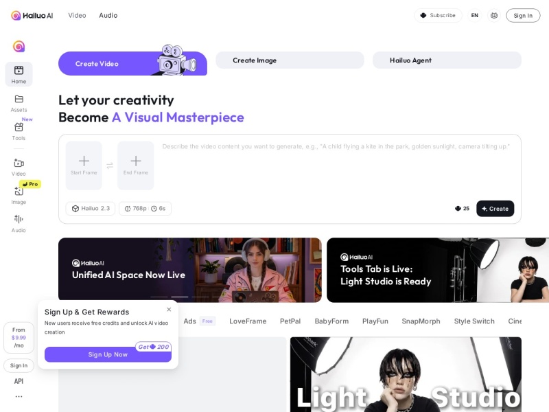 海螺视频 — AI视频工具领域的专业 AI 工具
