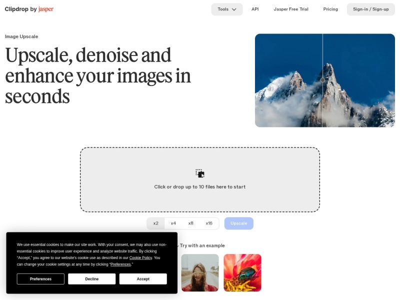 ClipDrop Image Upscaler – AI图片高清放大工具